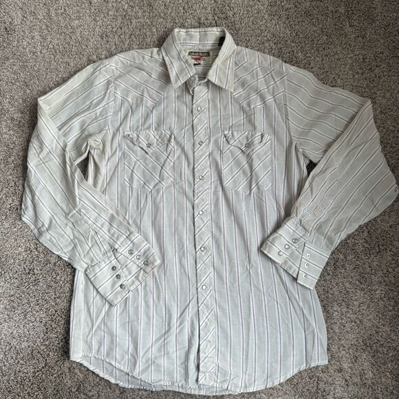 Authentic Western Youngbloods Men’s Cream And Rust Button Down Shirt Size M - Picture 1 of 6